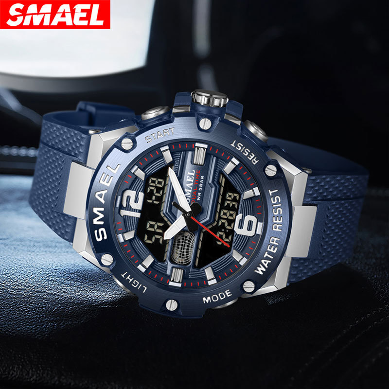 SMAEL Men's Alloy Watch LED Nightlight Waterproof Alarm Bell Multifunctional Watch Quartz Watch_voghion.com