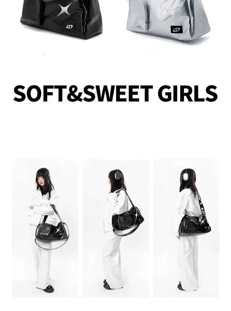 Sier Y2k S For Women Aesthetic Designer Large Capacity Shoulder Bag Commuter Pu Leather Shopper Handba241211_voghion.com