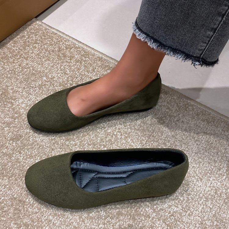 large Size Women's Shallow-mouth Shoes New Comfortable Flat-soled Suede Slip-on Women's Shoes In Stock_voghion.com
