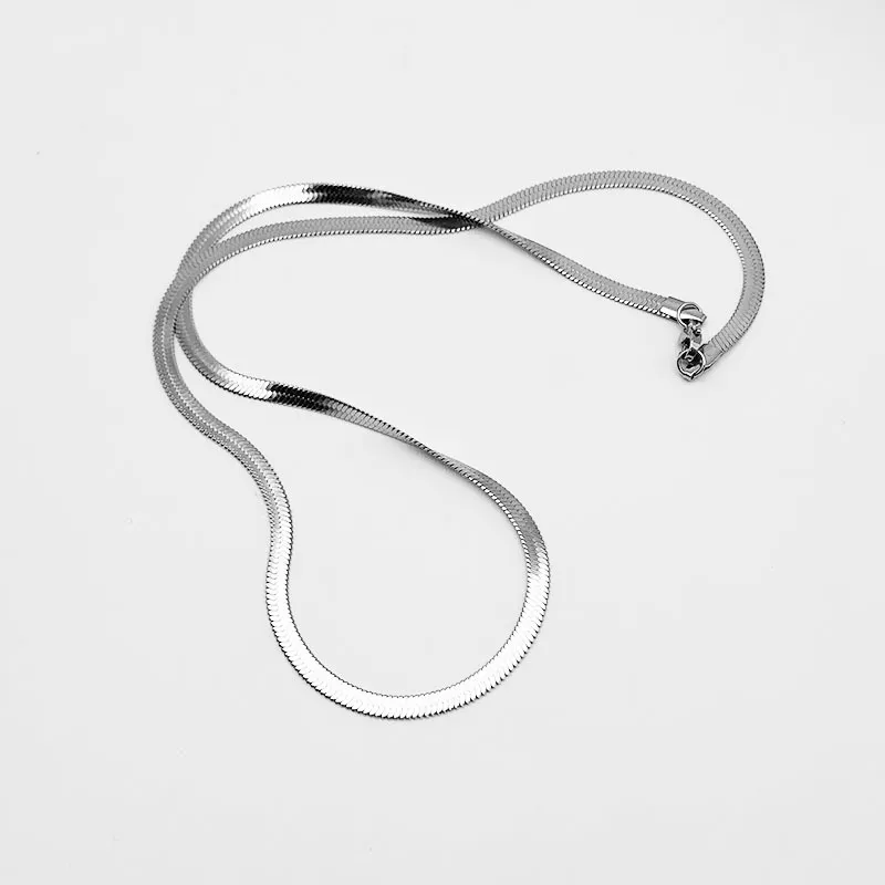 Náhrdelníky Sterling Sier, retiazky, 4 mm, hadí plochý reťazec, krátky choker, náhrdelníky s čepeľou, Sailormoon, goth, sestra má..._voghion.com