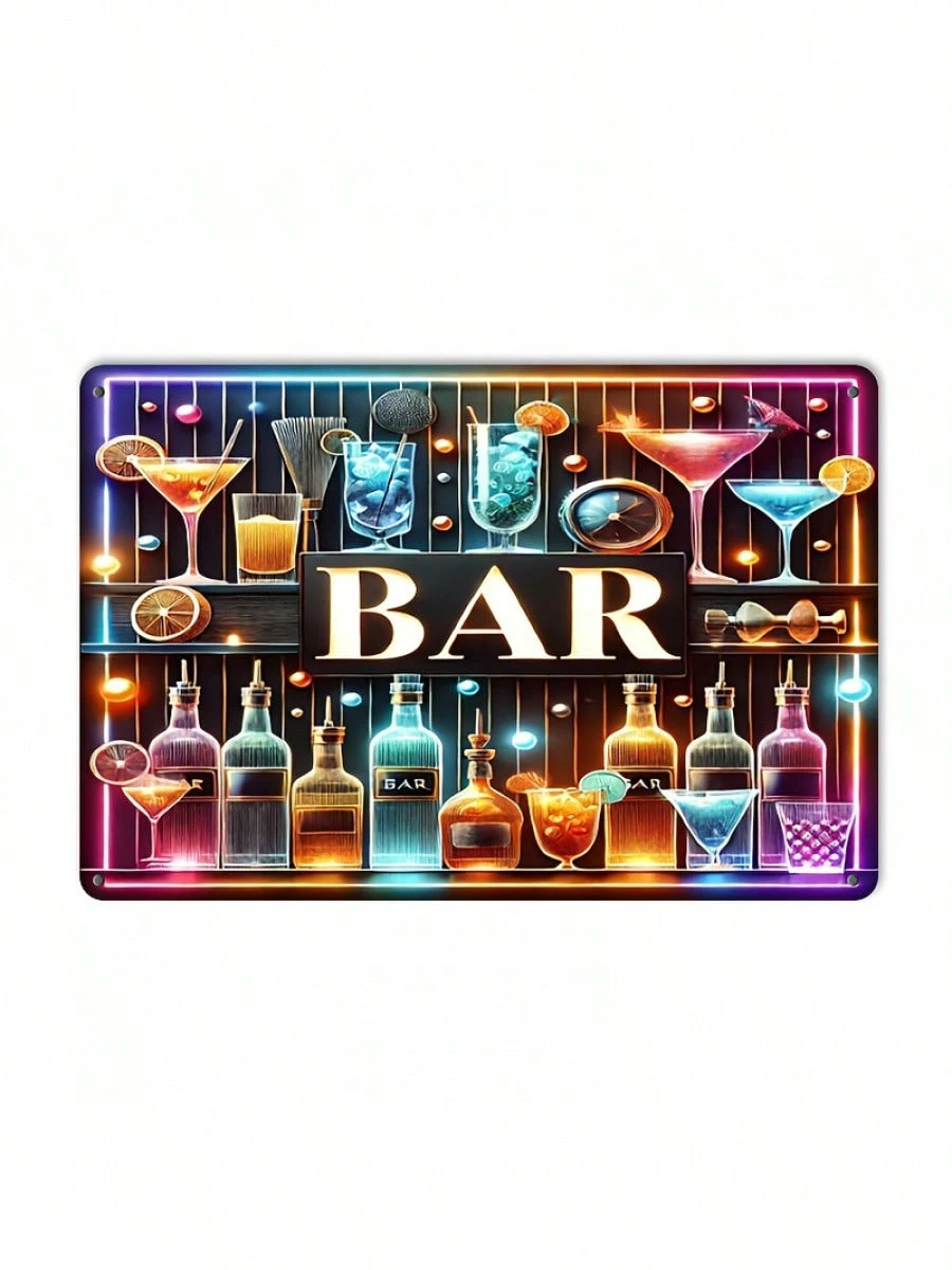Vintage Bar Neon Light Sign, Iron Foil Carved,8X12,Retro Bar Home Decor,Garage Lighting|Retro Neon Light Sign|Iron Foil Artwork, Wall|Room Decoration_voghion.com