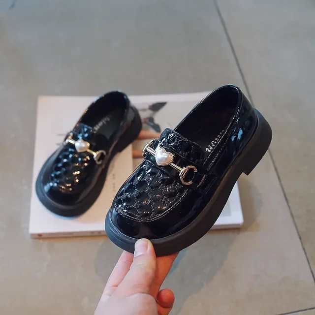 Serce Skórzane Jesień dla Dzieci Dziewczynki Perła Brytyjski Styl Dziewczęcy Moda Miękka Podeszwa Dziecięce Buty atos niña_voghion.com