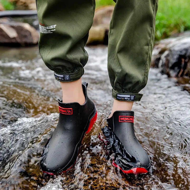 Modni pari, zunanji deževni moški visoki pohodniški ribolovni vodni nedrseči kuharski delovni gležnjarji, vodoodporni čevlji 240621_voghion.com