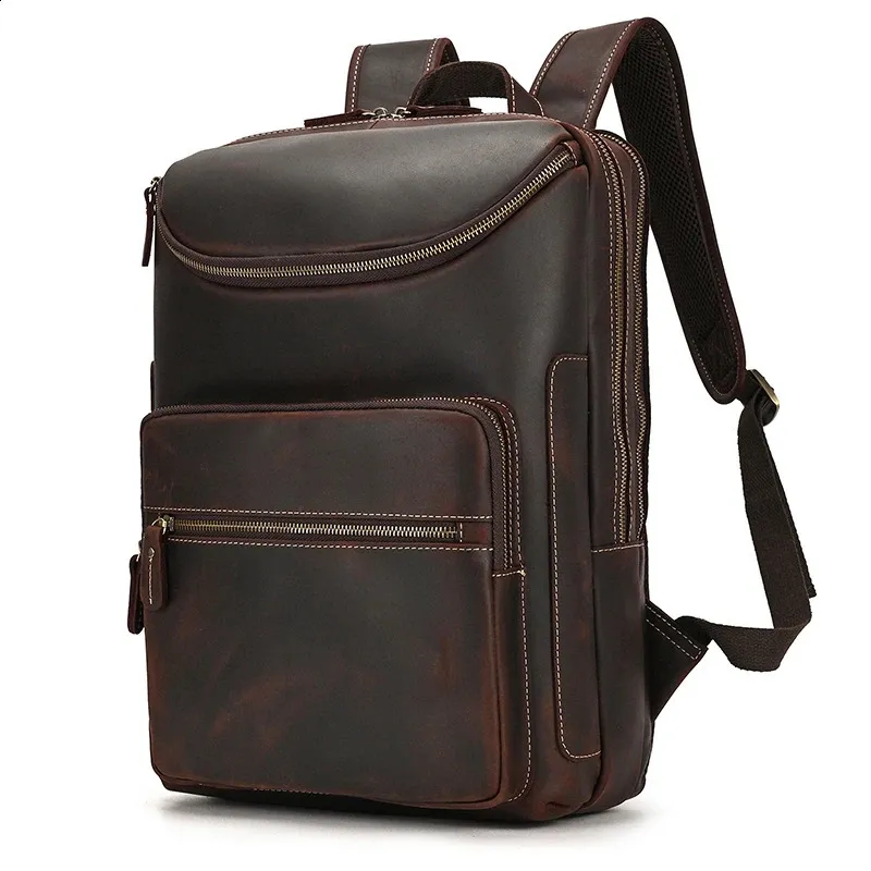 Mochila para portátil de 14" y 15,9" de piel auténtica para hombre, de piel de Caballo Loco, 240902_voghion.com