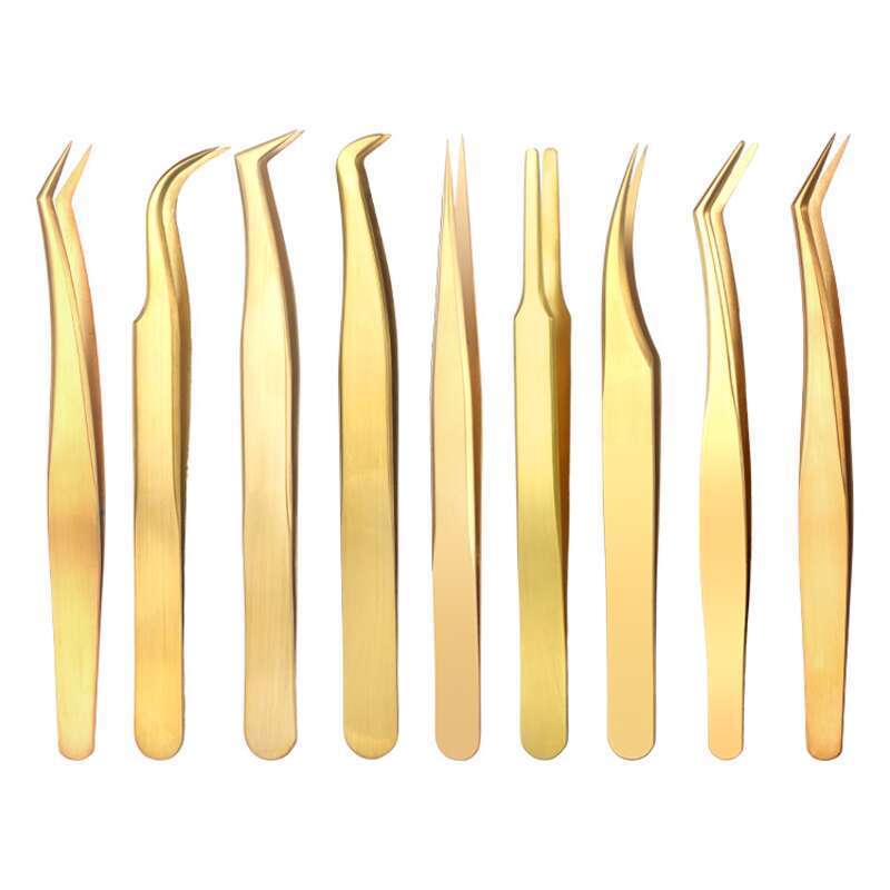Valse wimperextensions Pincetten Cosmetische wimpers, Gouden veerkrullers,_voghion.com