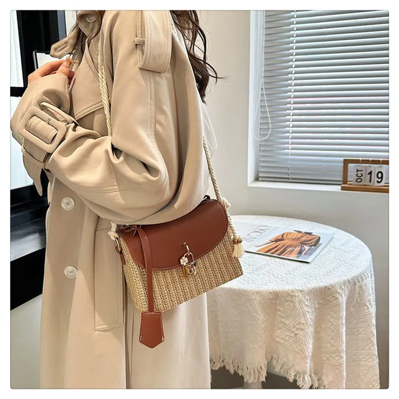 Borsa a tracolla singola in tessuto con trama premium quadrata piccola, con spedizione gratuita, 2025, nuova moda per pendolari_voghion.com