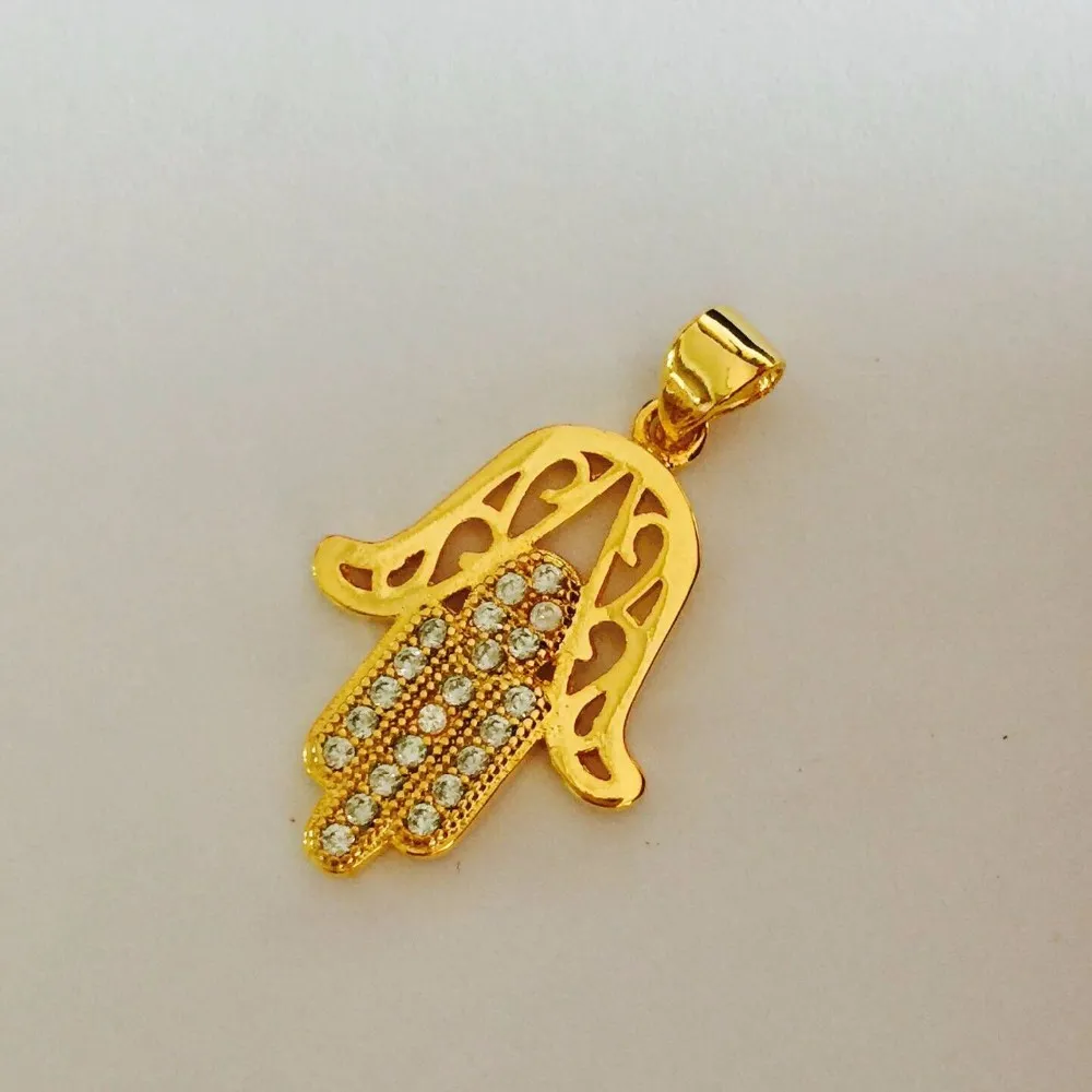 Collane con ciondolo Fatima placcate in oro giallo antico da donna e da uomo, gioielli religiosi alla moda, mano di Hamsa_voghion.com