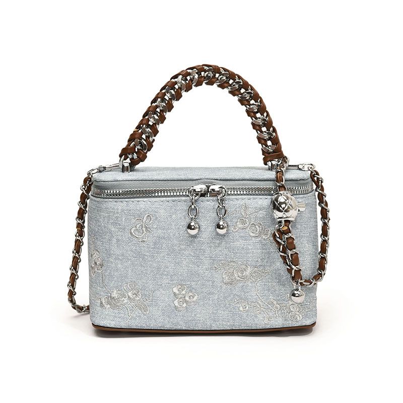 High end denim box for women's 2024 new summer fashion single shoulder crossbody bag chain casual handbag_voghion.com
