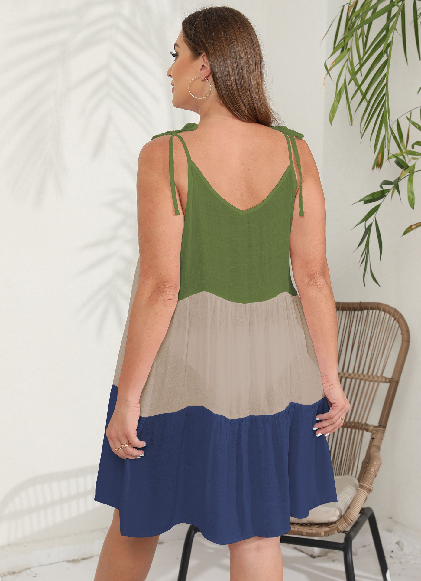 Große größe frauen kleidung kleid kontrast farbe spleißen große schaukel baby kleid strap strand hosenträger kleid_voghion.com