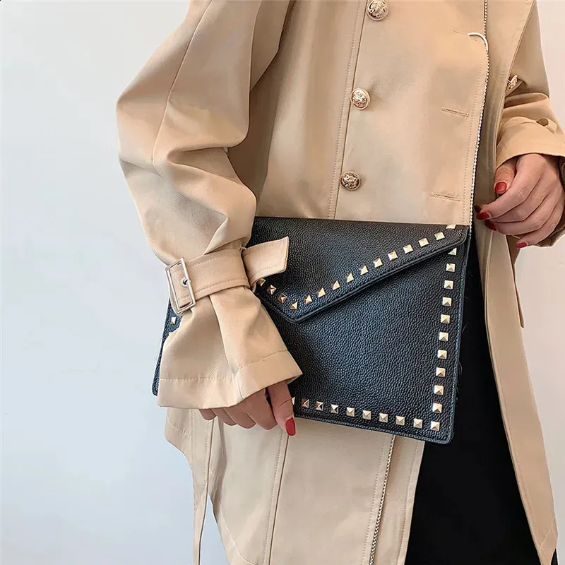 Fashion rivet Women Clutches Party ladies Dinner PU leather handbag female clutch purse Envelope bag 240820_voghion.com