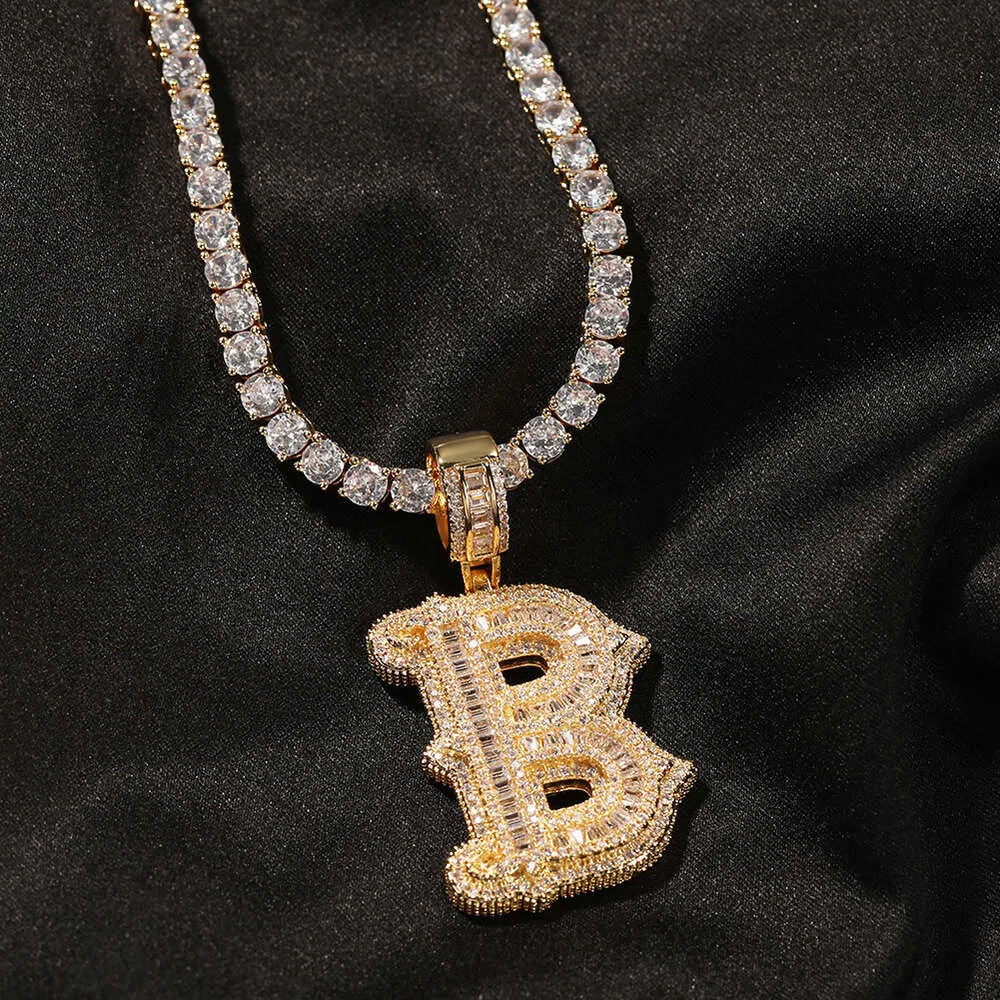 Collana con lettera Hip Hop, cristallo, spine di zucchero, rosa, gioielli, 26 lettere inglesi, GRA, moissanite, diamante, oro, argento sterling_voghion.com