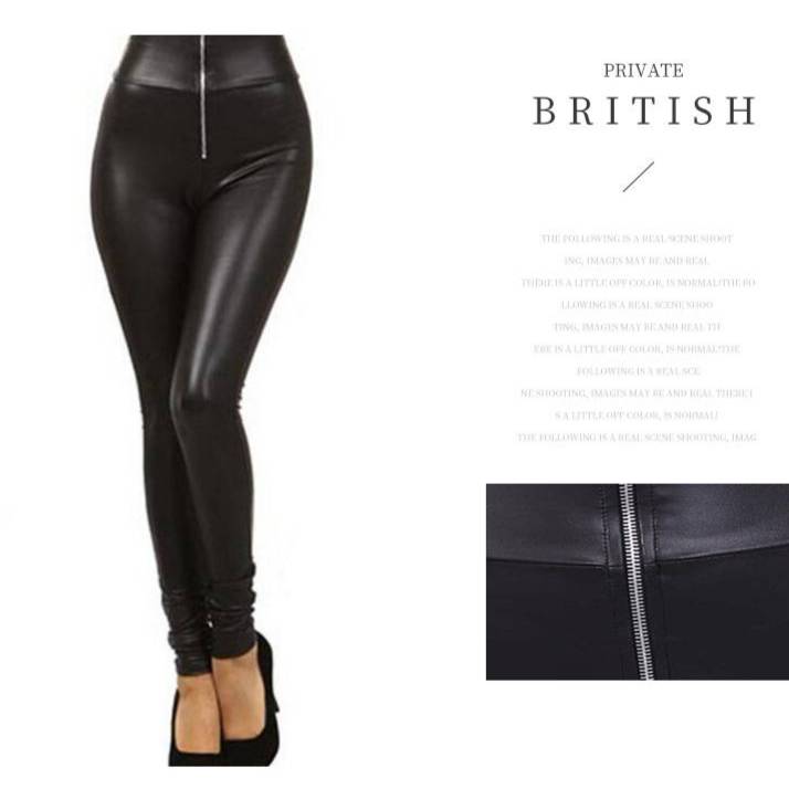High Waist Faux Leather Yoga Pants With Zipper - Stretchy Bootcut Leggings For Women, Tummy Control & Butt Lifting, Comfortable Workout & Casual Wear_voghion.com