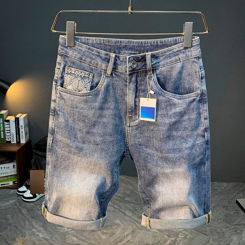 Stylish Men's Denim Shorts Casual Summer Versatile Printed Pants_voghion.com