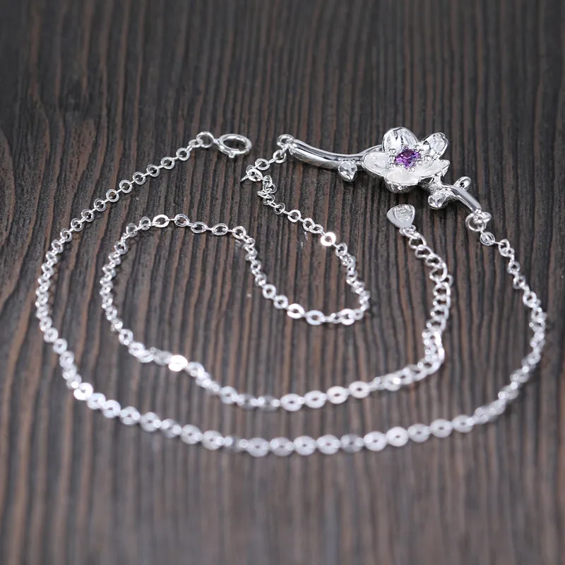 Flower Chain Necklace Simple Aesthetic Silver Japanese Style_voghion.com