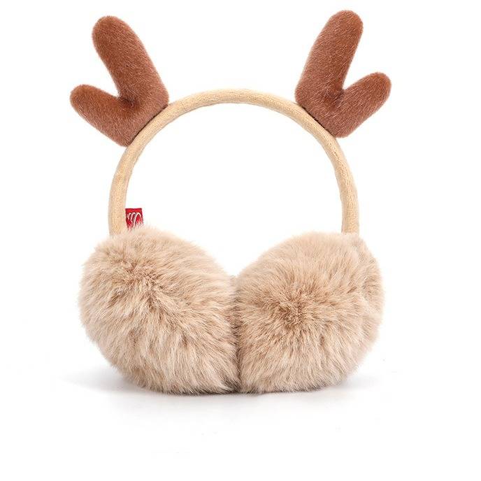 Orejeras de forro polar acogedoras con diadema de asta de ciervo: cálidas orejeras de invierno para mujeres y hombres, calentadores de orejas de punto suave para actividades al aire libre._voghion.com