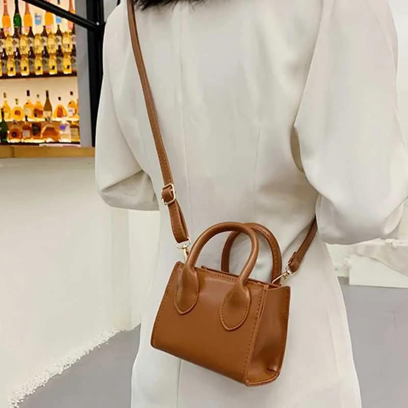 Retro Mini Square Handbag For Women Pu Leather Shoulder Messenger_voghion.com