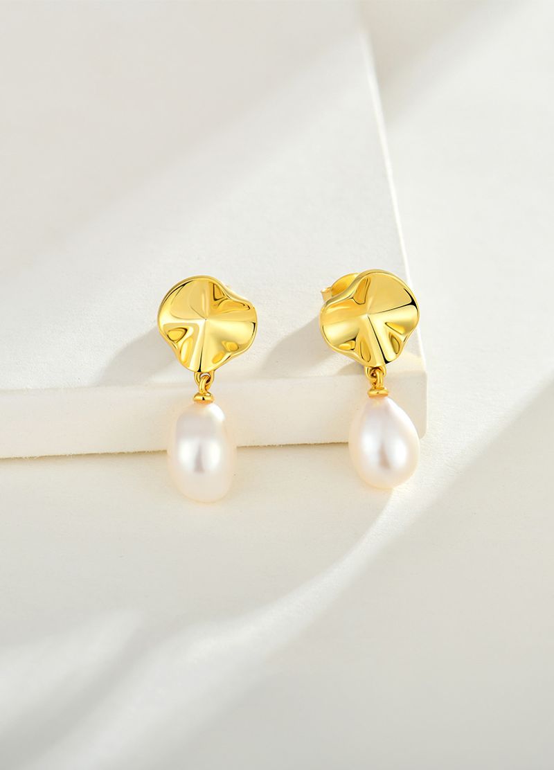 Orecchini barocchi in perle placcate in oro 14k per donna, gioielli in argento_voghion.com