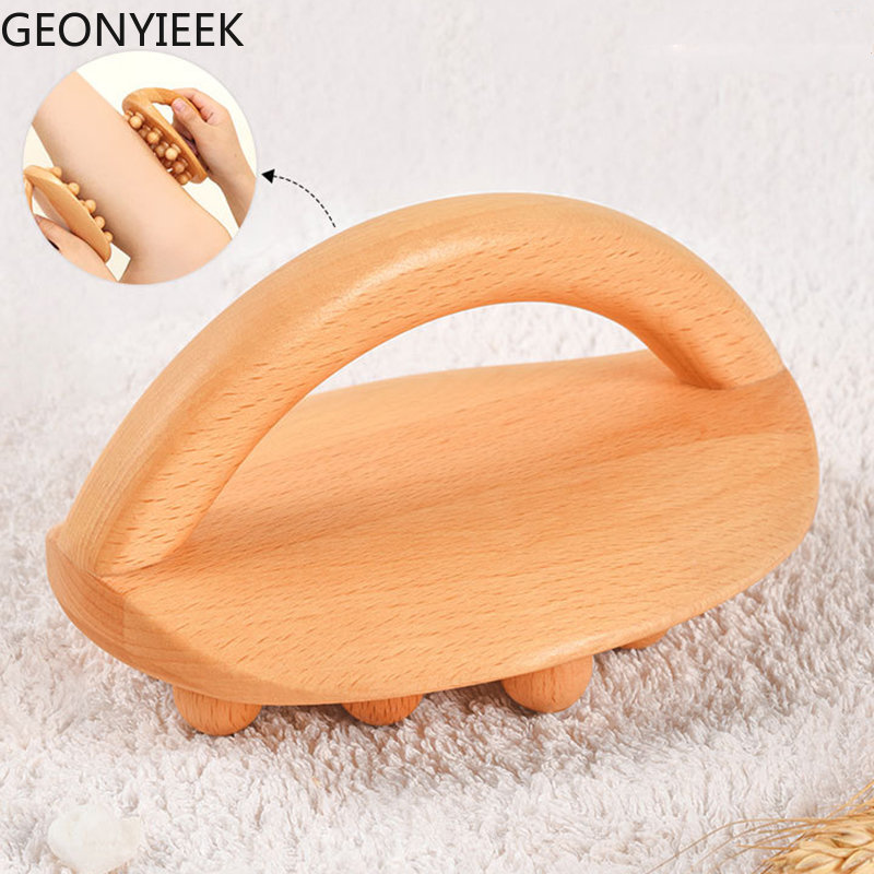 Handgehaltene Gua Sha-Massagebürste aus natürlichem Holz mit 14 Perlen für Taille, Beine, Körper, Meridian-Schaben, SPA-Therapie, Anti-Cellulite-Entspannungswerkzeug_voghion.com
