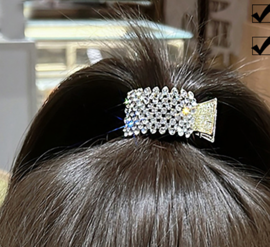 Small Hair Claw Clips for High Ponytail, Rhinestone Shark Hair Clips for Women Thick Long Hair