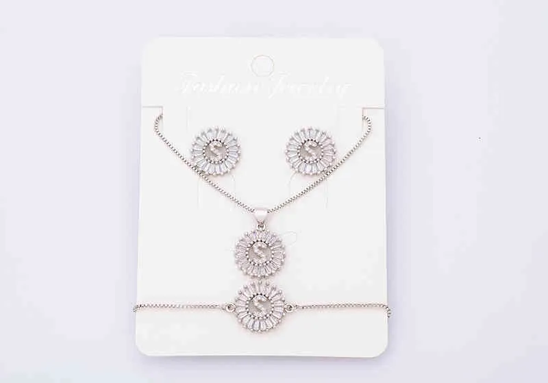 Charm Initial Necklace + Stud Earrings Bracelet Sets Jewelry Copper Zircon White Color A-z 26 Letters Alphabet_voghion.com