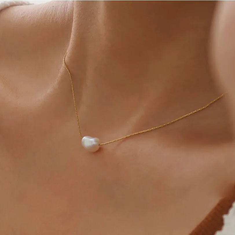 Chains Joolim Jewelry Wholesale No Fade Fashion Irregular Natural Freshwater Baroque Pearl Pendant Stainless Steel_voghion.com