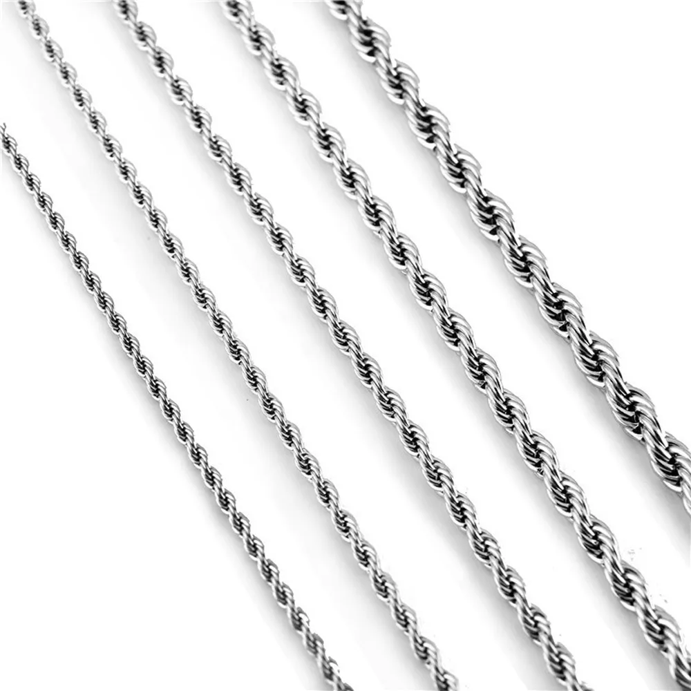 Rope Chain Necklace Titanium Twisted Stainless Steel Jewellery_voghion.com