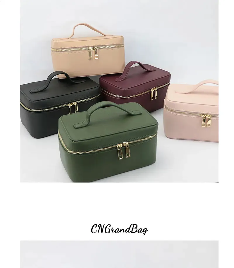 Ladies Saffiano Split Leather Travel Toiletry Case Portable Hanging Makeup Organizer Box Dopp Kit Cosmetic Bag For Women_voghion.com