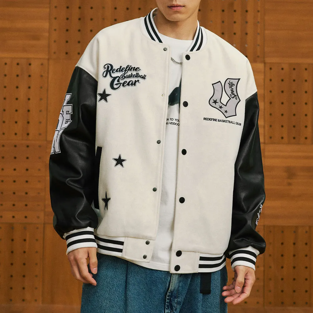 Veidoorn Preppy College-Jacke für Herren und Teenager, schicker Buchstabendruck, starke Stickerei, lässiger Baseball-Mantel für Herbst und Winter_voghion.com