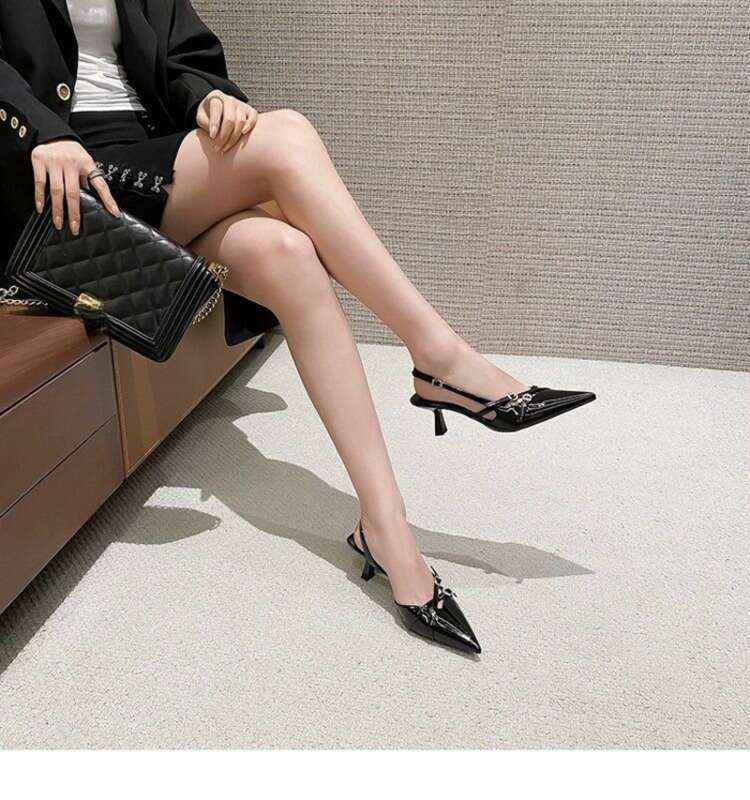 women's Shoes 2025 Spring And Summer Hundred With One-piece Buckle With Pointed Hollow Fine Heeled Shoes Toe_voghion.com