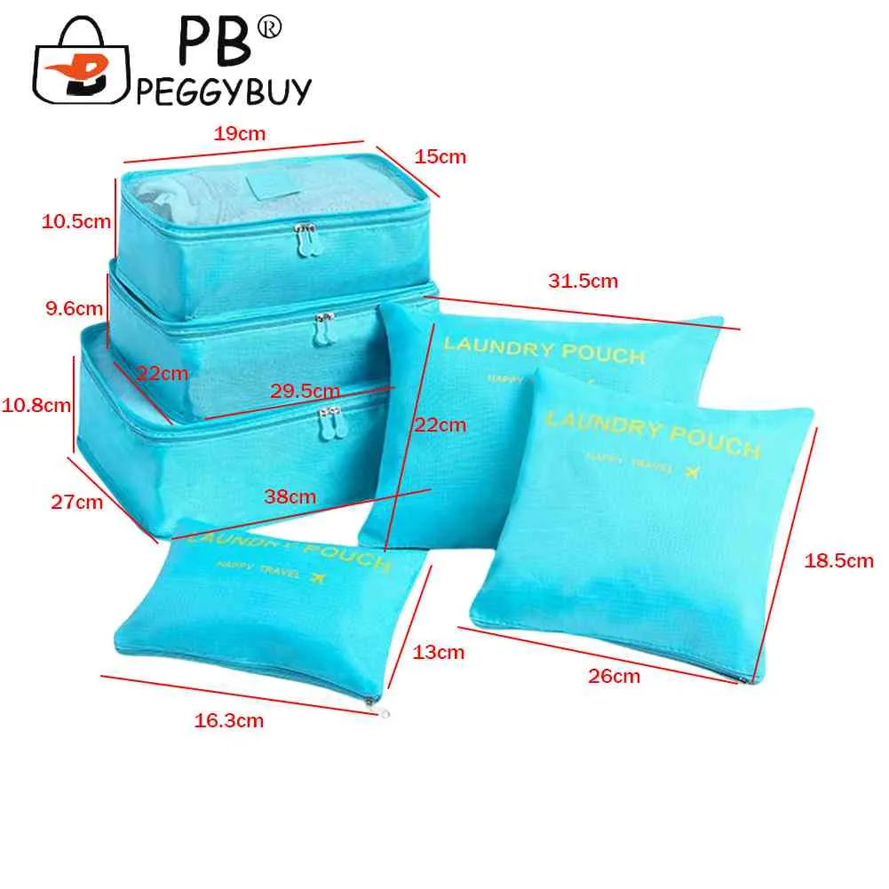 6pcs/set Travel Cases Thickening Lage Storage Bag Waterproof Foldable Space Saving For Family Vacation Skiing Camping_voghion.com