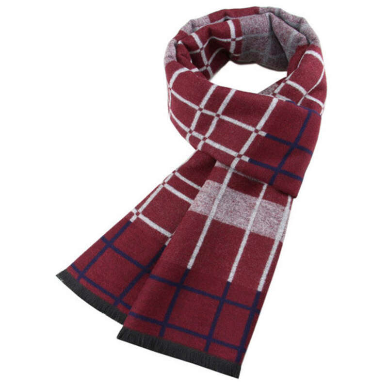 New Men's Scarves, Warm Thick Plaid Cashmere Scarves For Autumn And Winter_voghion.com