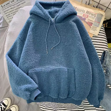 Damenbekleidung, verdicktes Sweatshirt aus Lammfell und Samt für Damen, lockeres Pullover-Sweatshirt aus Lammfell für Damen_voghion.com