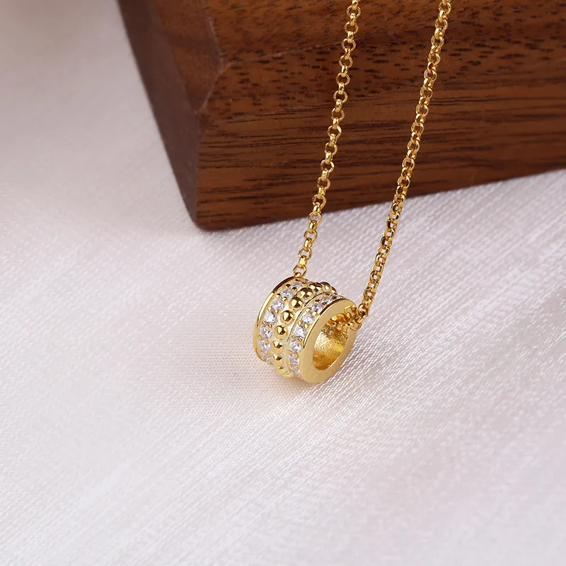 Collier La Belle Epoque en Argent Sterling Couleur Or Jaune avec Mini Créole Annea Micro Zircone Cubique Femme_voghion.com