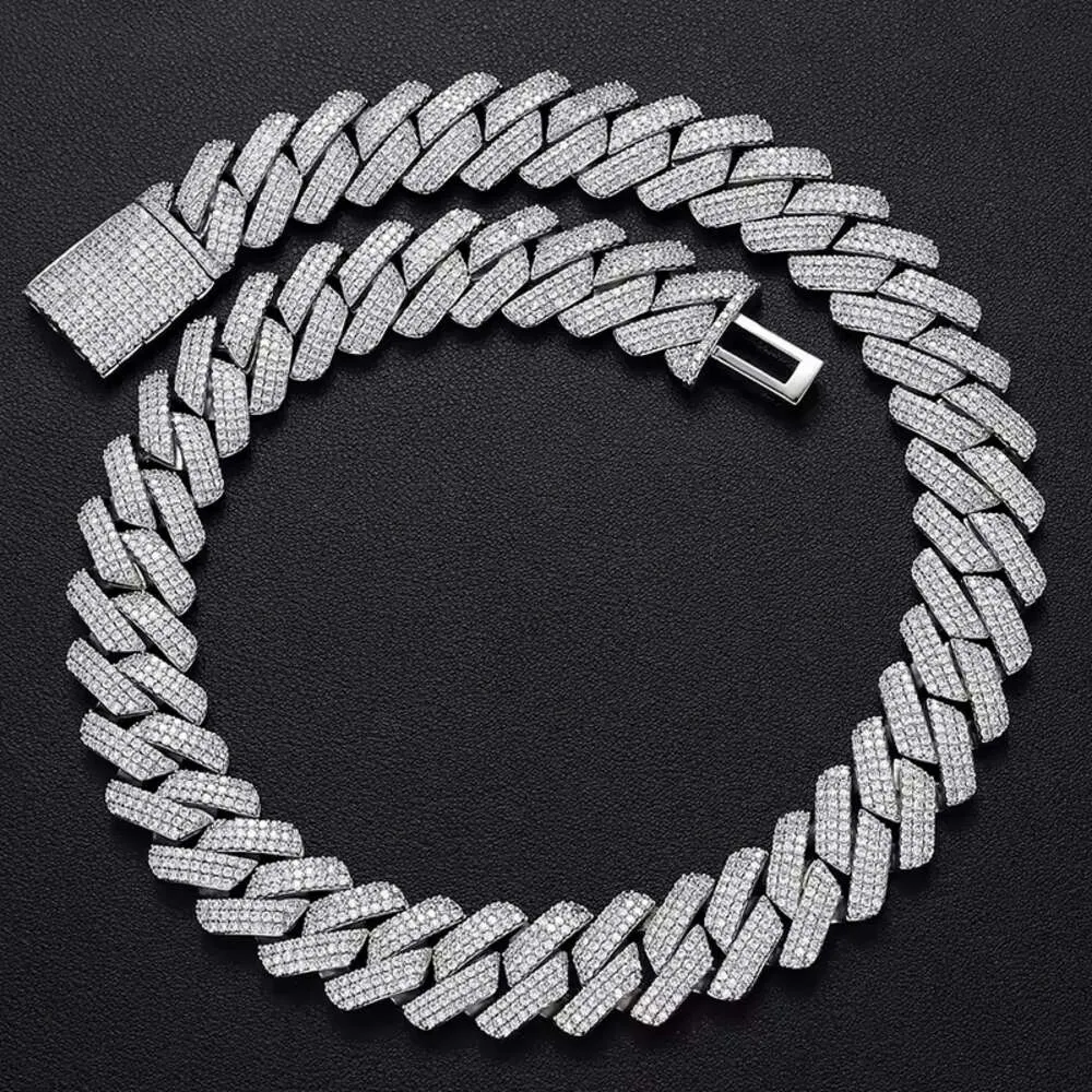 collana a catena a maglie cubane di moda firmata per uomo 3 file di diamanti moissanite bling 20MM catene girocollo larghe ghiacciate_voghion.com