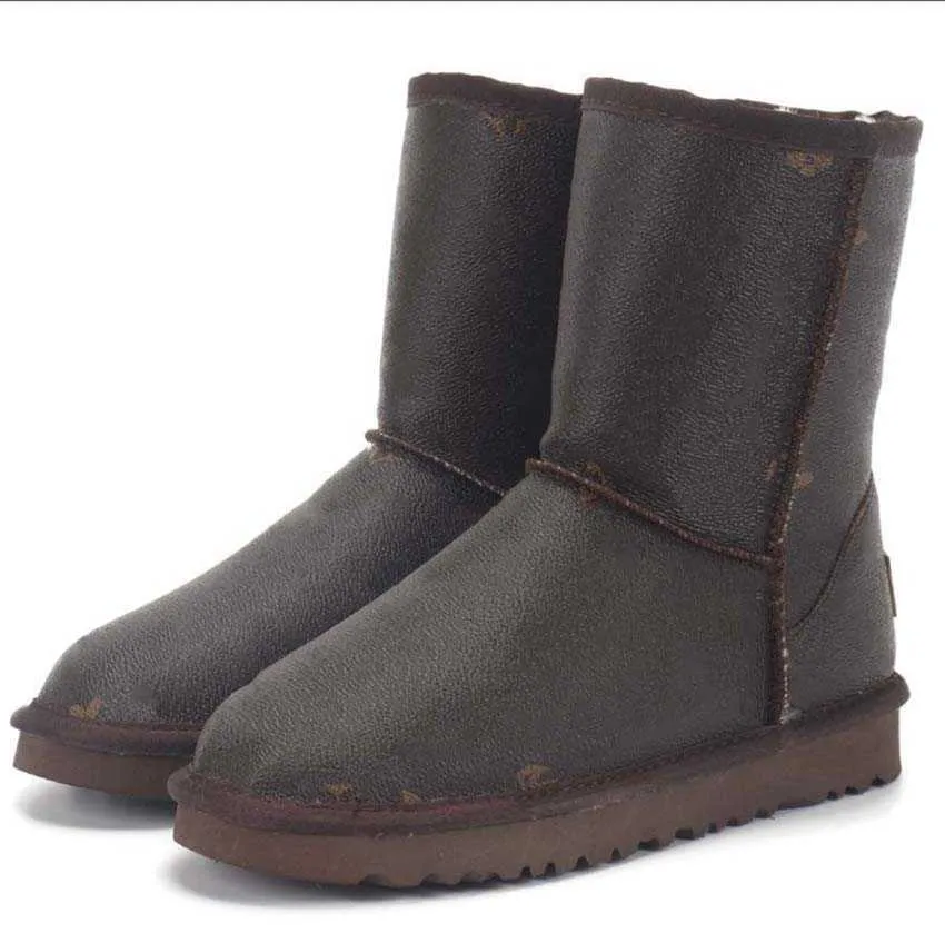 Designer AUS Snow DamesZwarte Enkel Platform Flats Combat Boots Lage Hak Veterschoenen Leren Kettingen Gesp Dames Kinderen_voghion.com