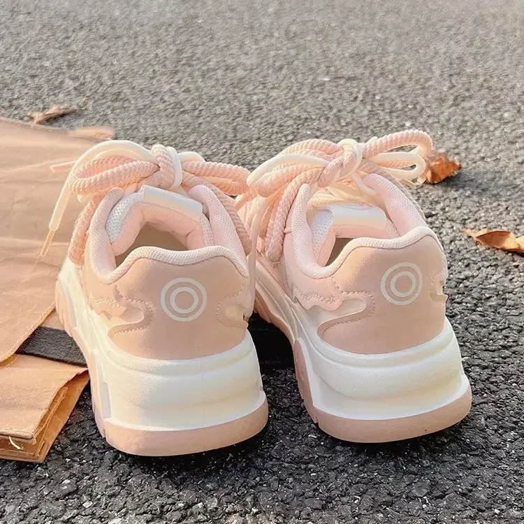Chunky Running Shoes For Ladies Comfortable Breathable Pink Sneakers_voghion.com