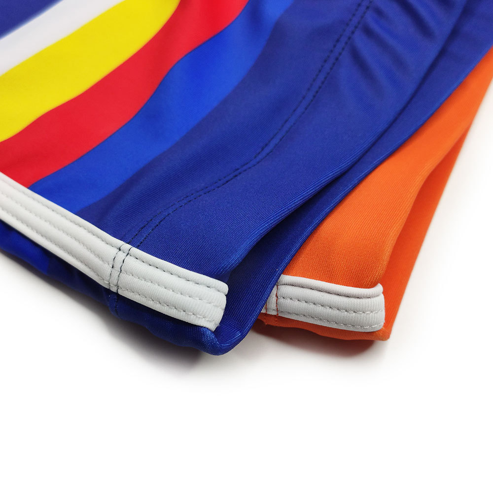 UXH Short de bain à rayures colorées pour homme, short de sport à séchage rapide, coupe ajustée et tendance_voghion.com