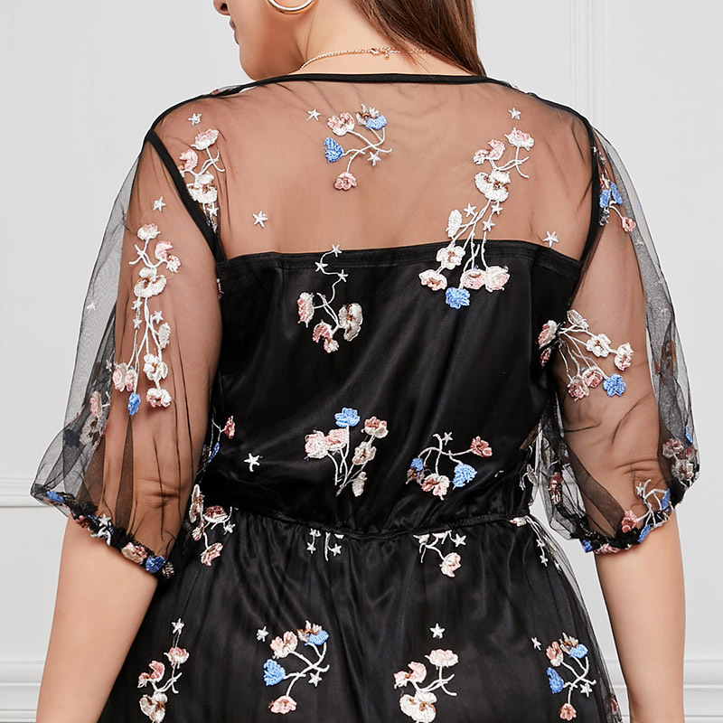 Elegant Women's Plus Size Mesh Dress For Banquet And Evening Party_voghion.com