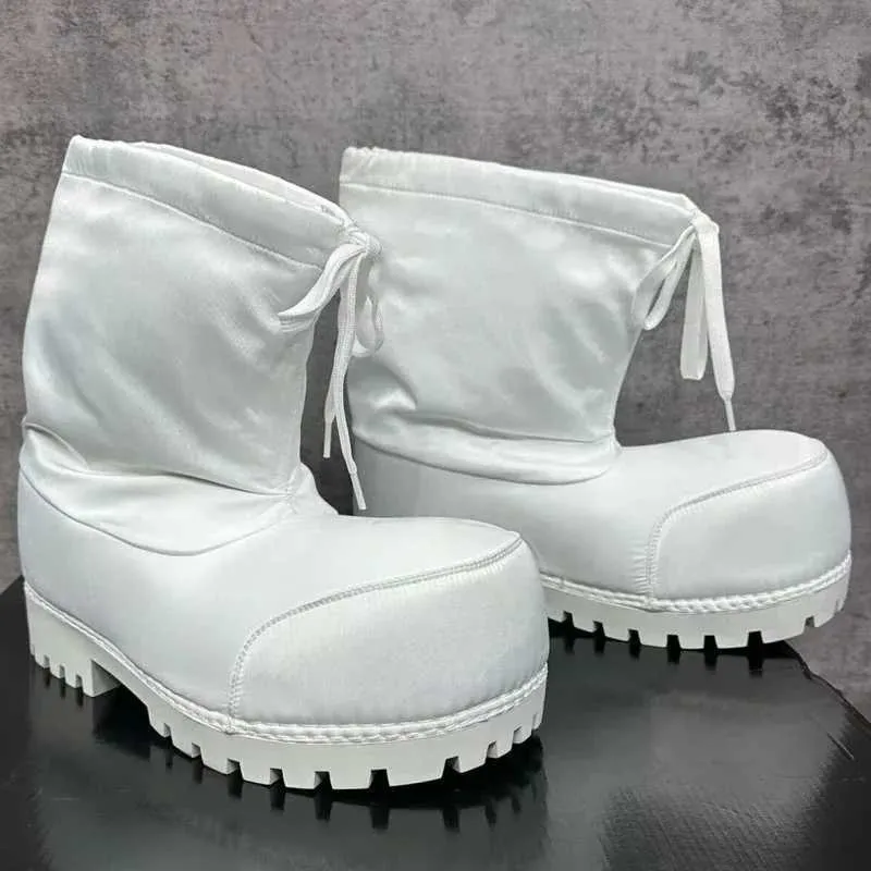 2025 Stivali da neve da donna con plateau spesso, alti fino al polpaccio, in pizzo, caldi, in cotone, scarpe casual invernali, senza stampa, buone_voghion.com