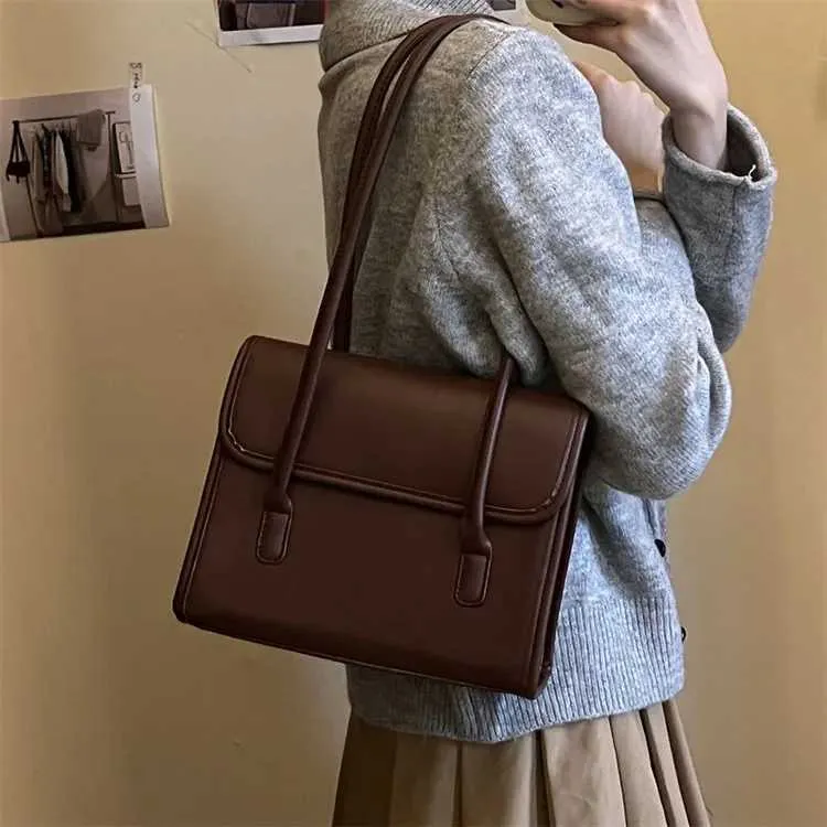 Designer-Tasche, einfarbig, Retro-Textur, Schultertasche, tägliche Erinnerung für Studenten. Hochwertige neue Damenhandtasche aus PU-Leder_voghion.com