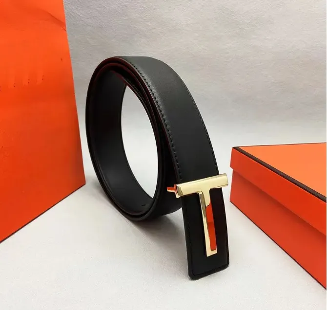 Designer Tom Women's Belt Letter Men's Plain Smooth Buckle Gold Business Belt_voghion.com