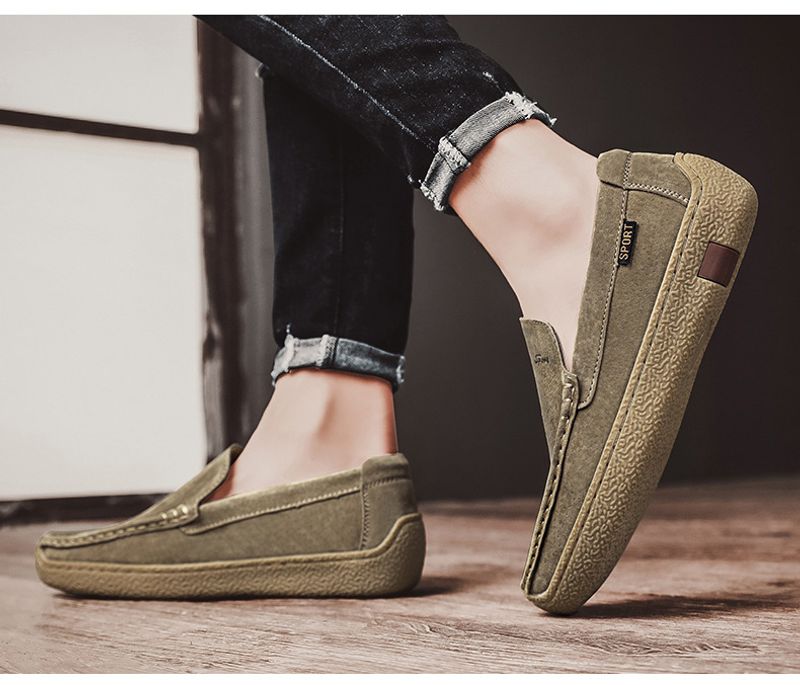 Men's Spring New British Style Lazy Kick on Lefu Trendy Driving Casual Leather Fashion Snail Shoes_voghion.com