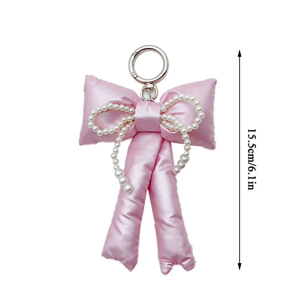 Portachiavi con fiocco 3D coreano Y2K, alla moda, semplice, con perle, ciondolo per borsa, decorazione da appendere alla borsa per ragazze_voghion.com