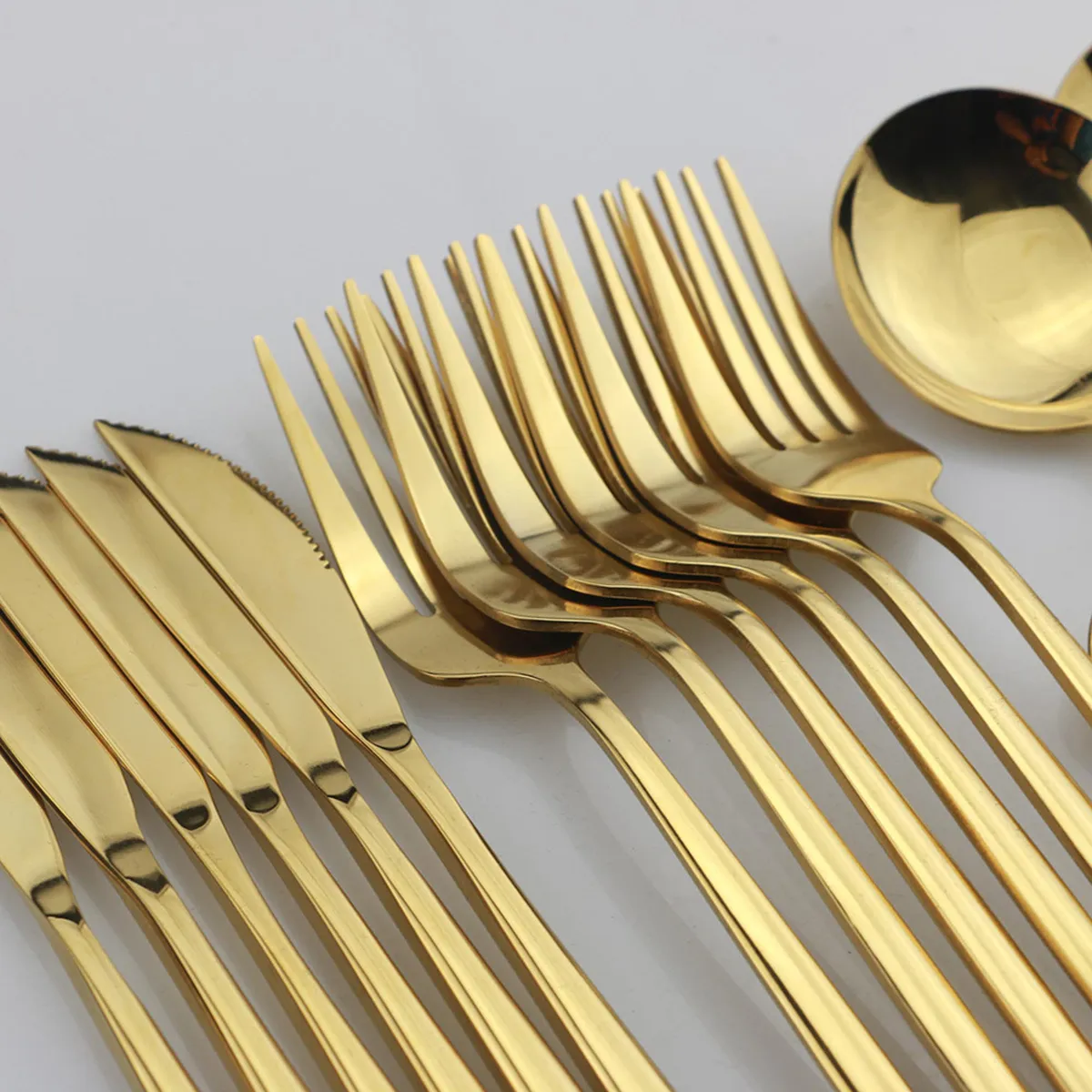Conjunto de talheres de mesa dourados, 24 peças, aço inoxidável, garfo, faca, colher, talheres, caixa de presente 210317_voghion.com