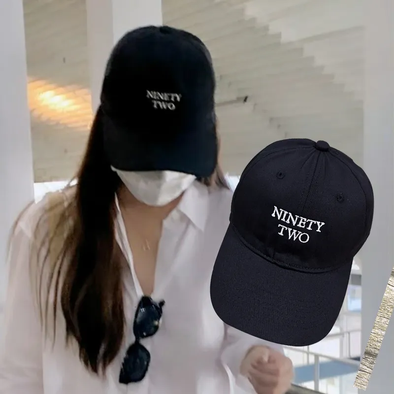 2024 Ball Caps Freen Becky Same Letter NINETY TWO Hat Cotton Pure Black Baseball Cap Sun Visor Protection 230830 Great_voghion.com