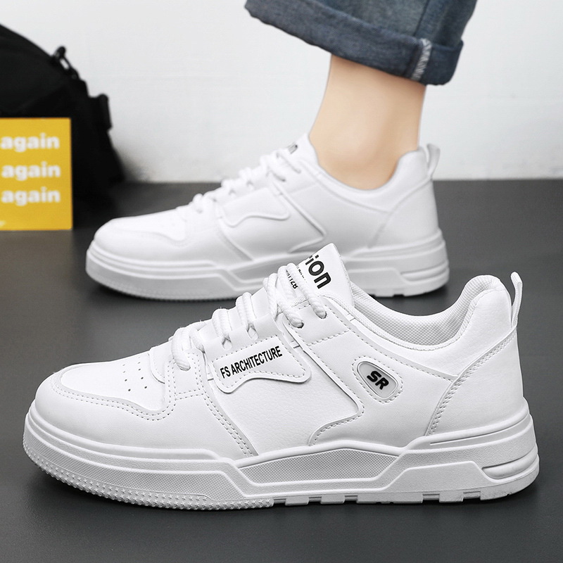 Chaussures pour hommes Chaussures respirantes Petites chaussures blanches pour hommes Chaussures de sport à plateforme Chaussures de planche décontractées_voghion.com