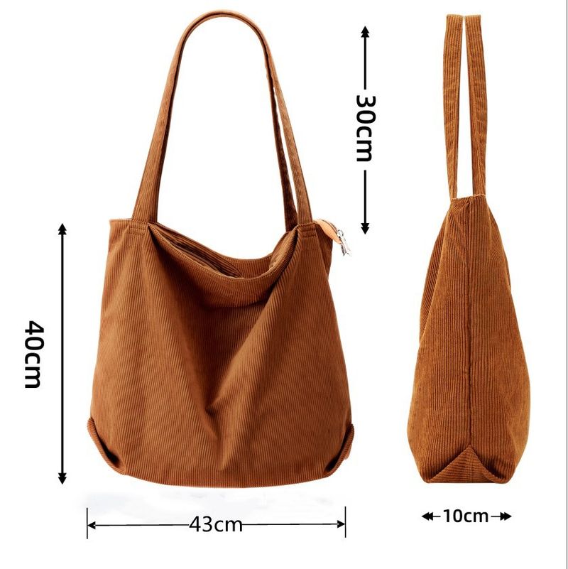 1PC Cord Handtasche Casual Grande Kapazität Einkaufstasche Einfache Retro Schulter Tasche_voghion.com