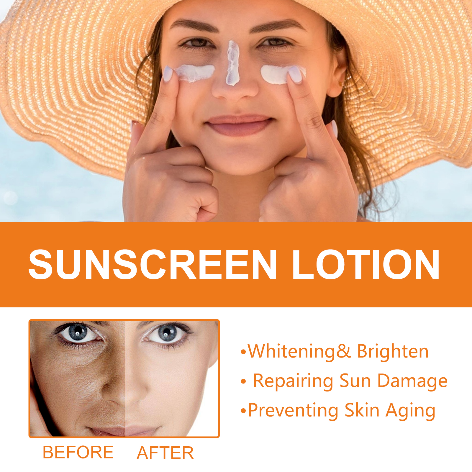 EELHOE Sunscreen Lotion, Outdoor Body UV Isolation Skin Protection Hydrating Refreshing Not Greasy_voghion.com