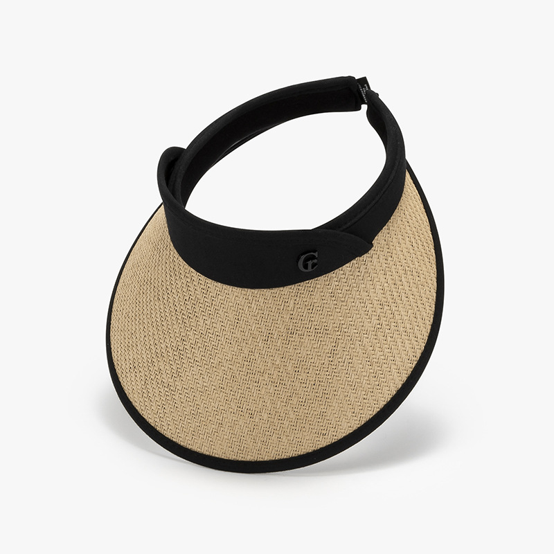 Κενό καπέλο με προστασία από την υπεριώδη ακτινοβολία, αναπνεύσιμο το καλοκαίρι, μεγάλο γείσο, υφαντό με άχυρο, ευέλικτη γυναικεία αντηλιακή ζελατίνα_voghion.com