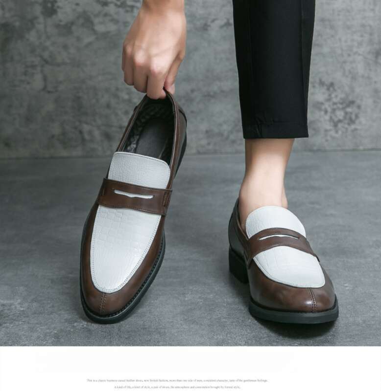 Fashion Design Custom Hand Made Men Slip On Leather Loafer Moccasin Casual Shoes Big Size Genuine Leather Shoe_voghion.com